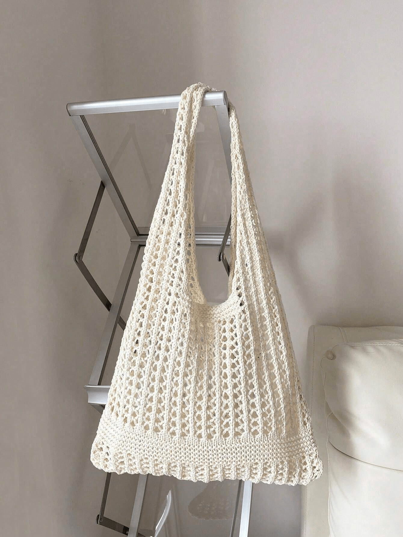 Hollow Out Design Crochet Handbag, Minimalist Shoulder Bag, Vintage Style Hobo Purse | SHEIN