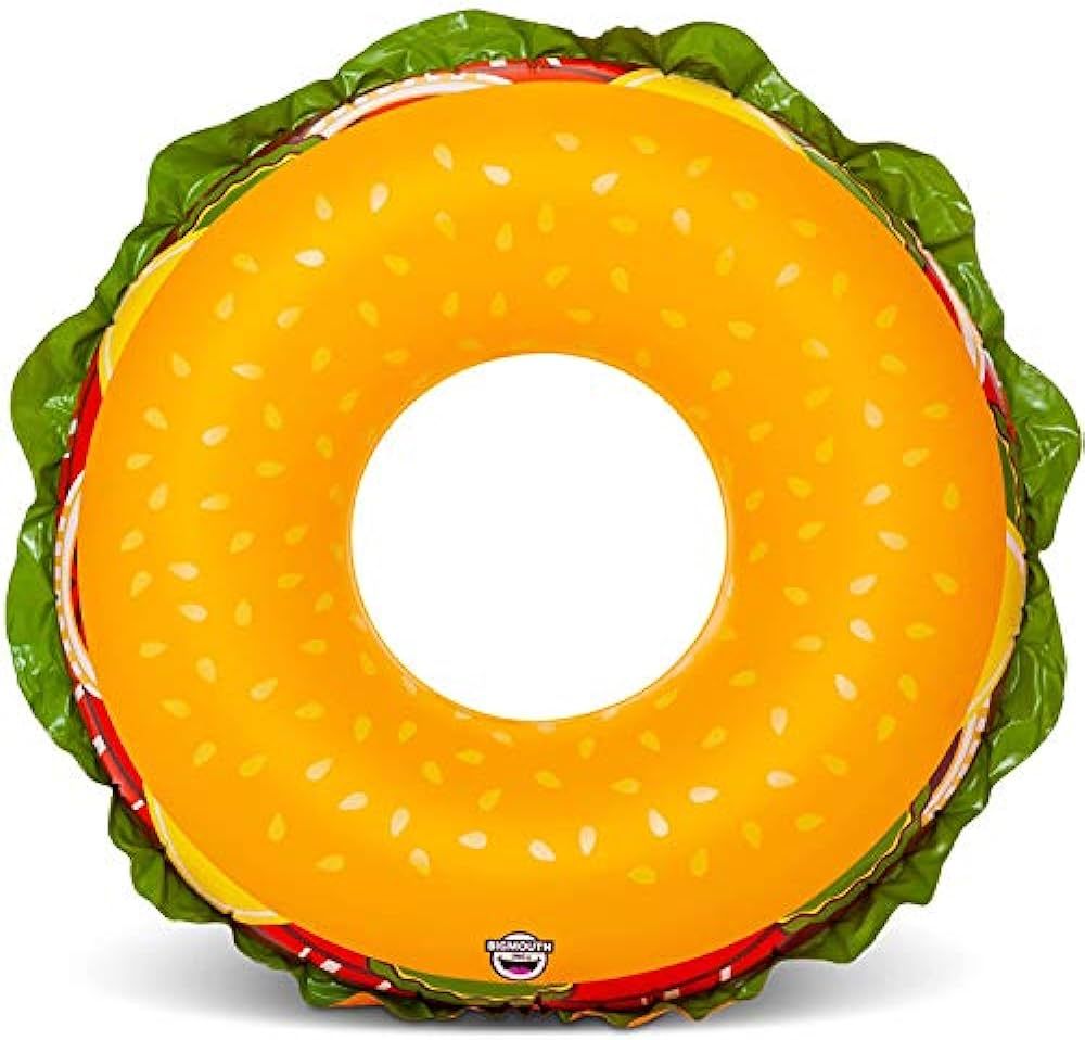 BigMouth Inc. Cheeseburger Pool Float, Thick Vinyl Raft, Holds 200 Pounds and Includes Patch Kit ... | Amazon (US)