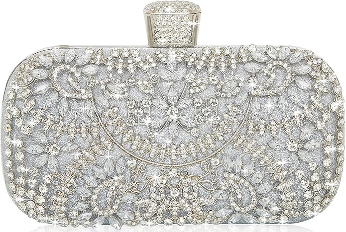 Covelin Women's Rhinestone Decorated Evening Bag, Tote Shoulder Crossbody Handbag with Chain | Amazon (US)