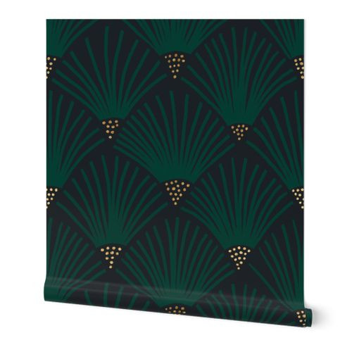 Charleston (green) Wallpaper byamy_maccready | Spoonflower