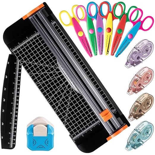 Jetec 12 Pcs Scrapbook Supplies Kit with 1 A4 Paper Cutter 12 Inch Titanium Paper Trimmer, 1 Corn... | Amazon (US)
