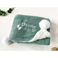 Personalized Baby Blanket With Name, Custom Embroidered Birth Date, Knitted Blanket, Baby Gift, Baby Shower, Personalized Gift | Etsy (US)