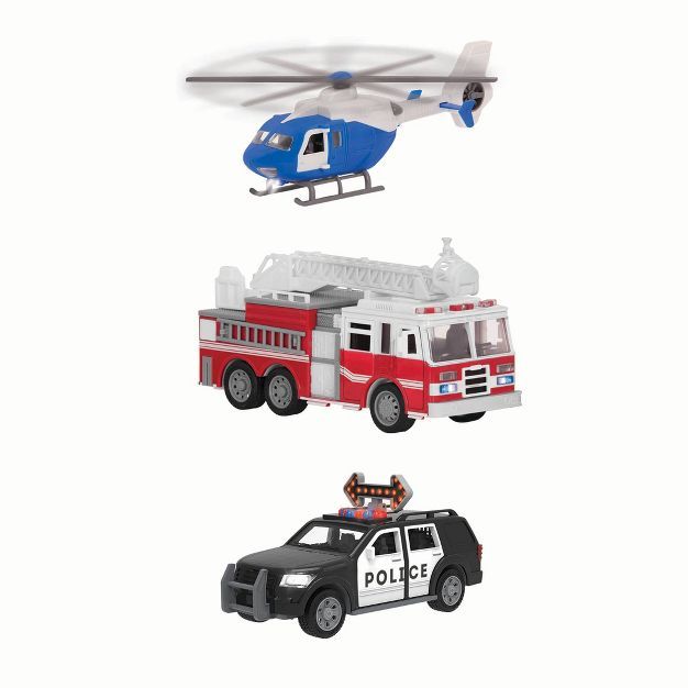 DRIVEN – Small Toy Emergency Vehicle Set – Micro Rescue Fleet - 3 pk | Target