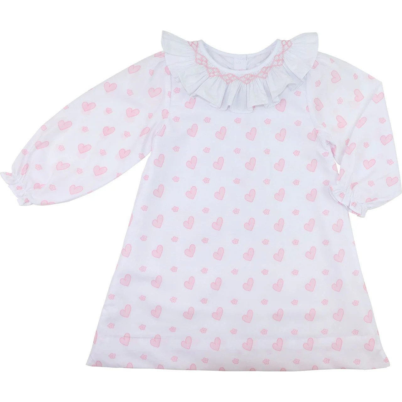 Pink Heart Print Smocked Dress | Cecil and Lou
