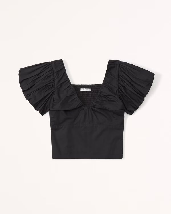 Drama Puff Sleeve Poplin Top | Abercrombie & Fitch (US)