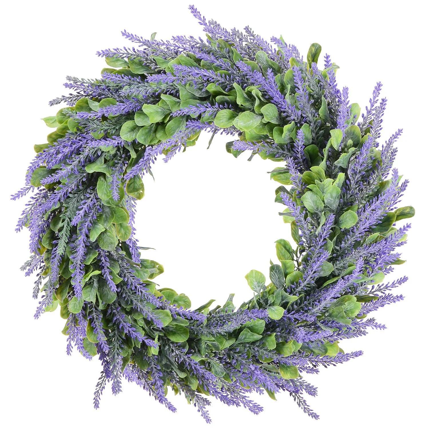 Artificial Lavender Wreath 17" Faux Spring Hanging Lavender Wreath with Boxwood Greenery Decorati... | Walmart (US)
