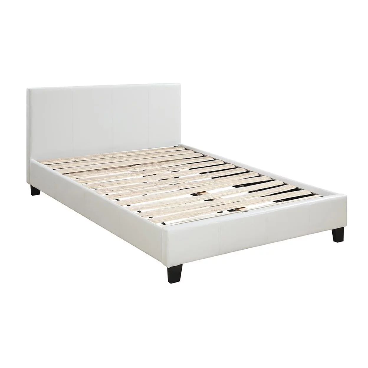 Transitional Style Leatherette Queen Bed with Padded Headboard, White- Saltoro Sherpi | Walmart (US)