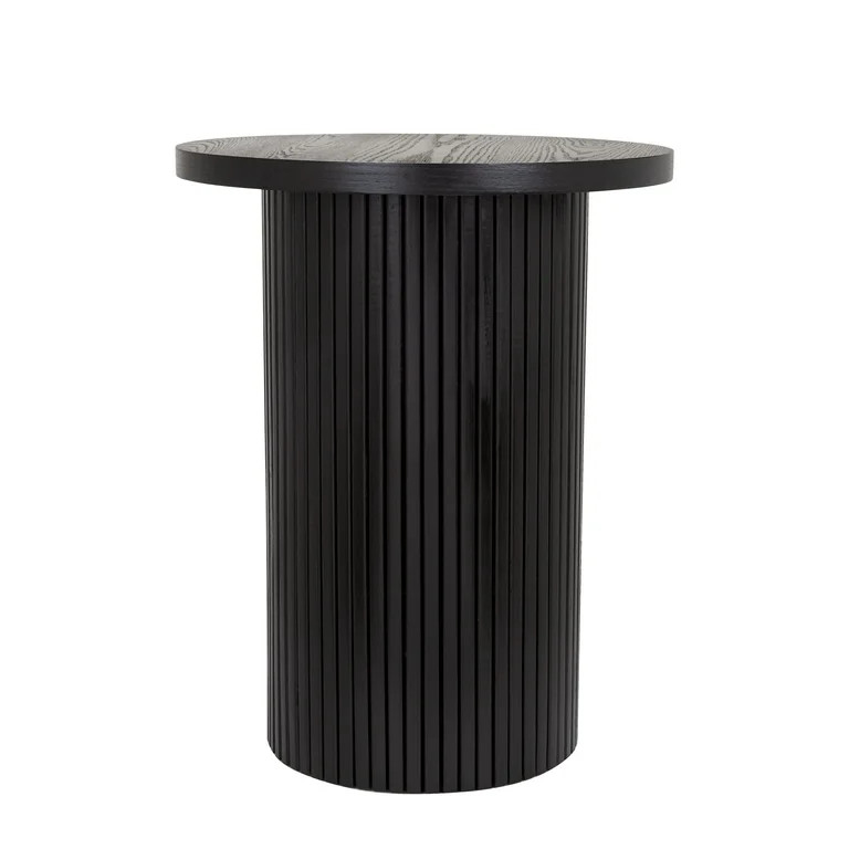 Round Solid Wood End Table Black Pedestal Side Table Living Room Furniture Accent End Table with ... | Walmart (US)
