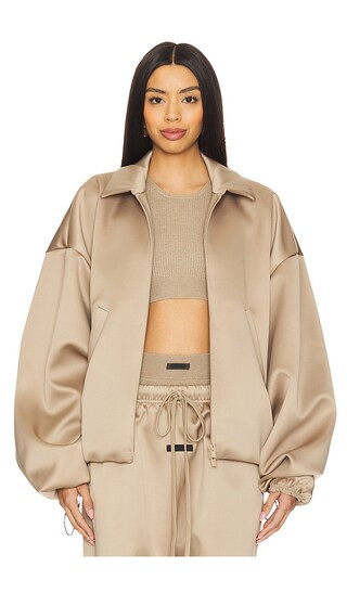 Satin Bomber Jacket in Desert Sand | Revolve Clothing (Global)