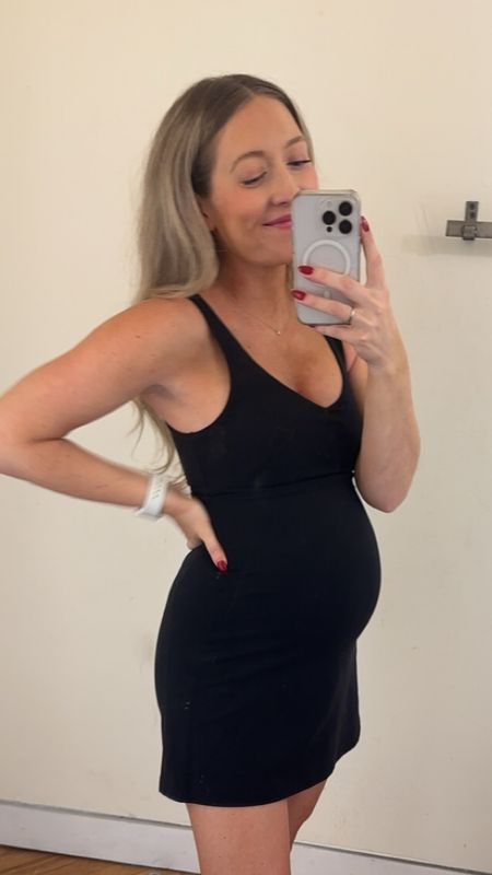 Align dress has still been a workhorse through second trimester! I love the extra compression/support it gives the bump. I’m in my normal size 4 here and while I’m not sure how much longer it’ll aesthetically stay practical, it has been a bump friendly favorite! 

#LTKstyletip #LTKbump