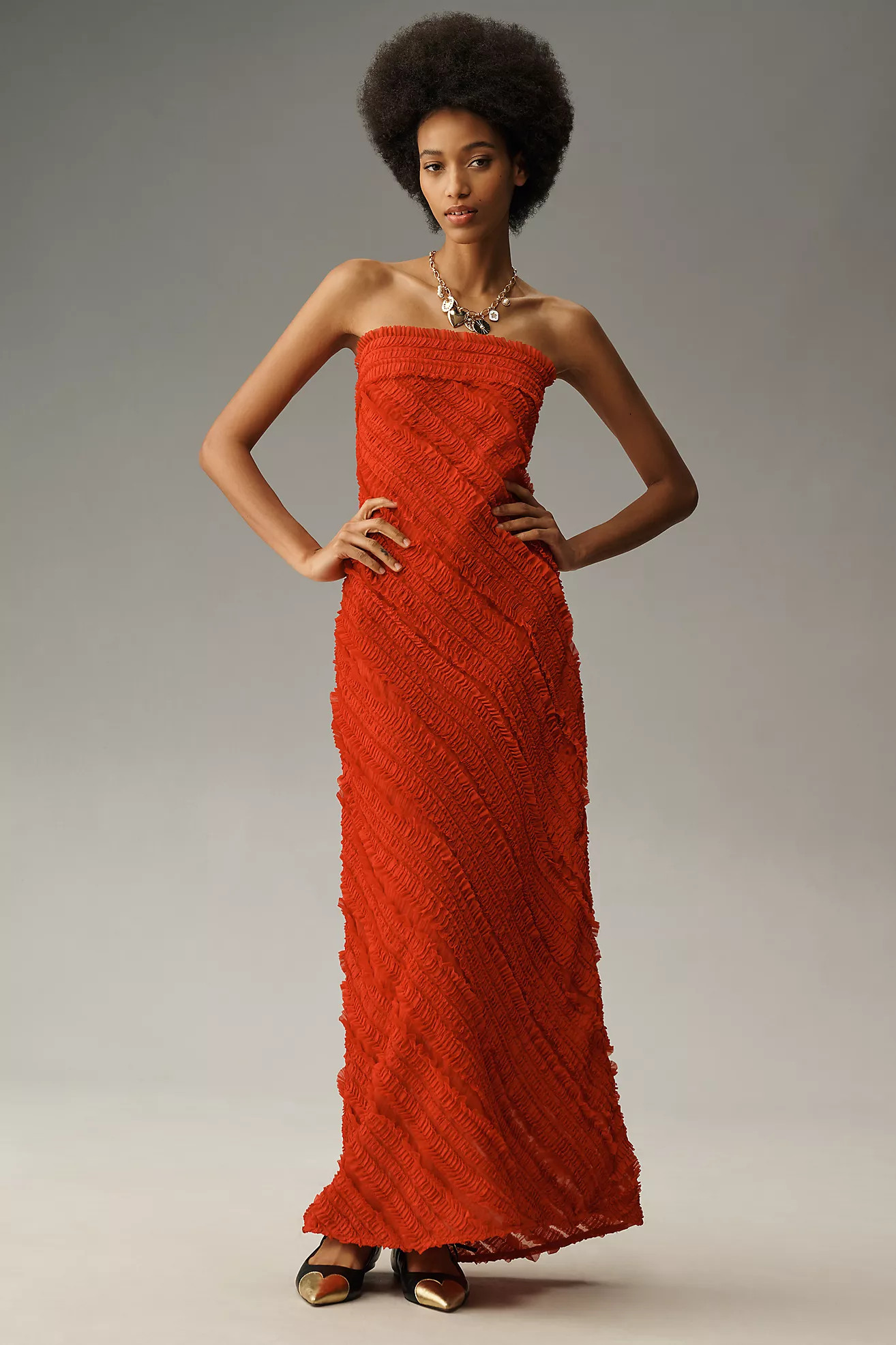Endless Rose Strapless Textured Column Midi Dress | Anthropologie (US)