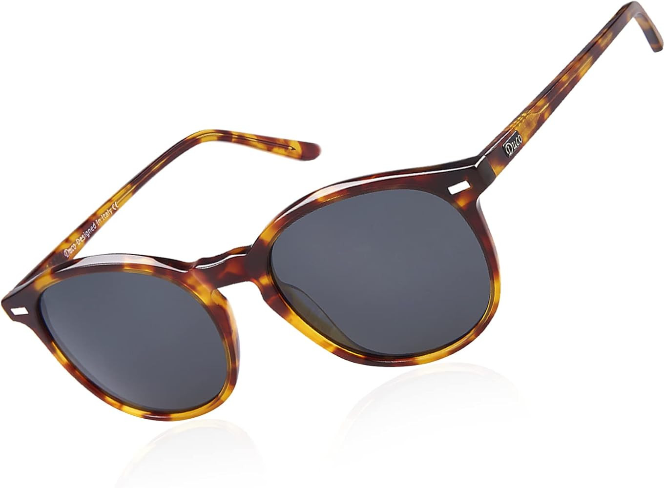 DUCO Retro Round UV400 Polarized Sunglasses for Women Men Vintage Shades Classic Acetate Trendy F... | Amazon (US)