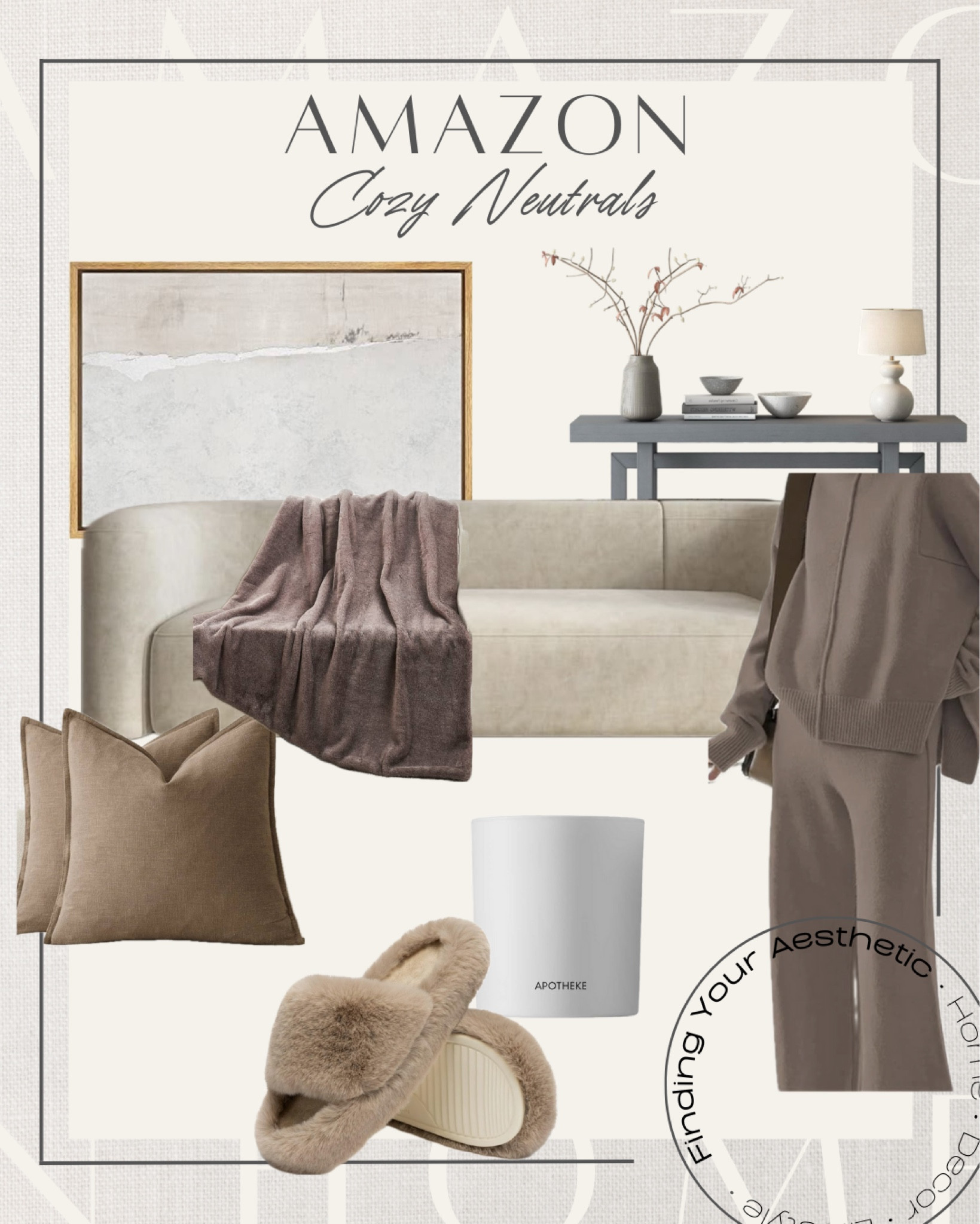 Cozy Neutral finds from Amazon 🤎

Modern minimalist couch // designer inspired home // RH console dupe // cozy lounge set // aesthetic two piece set // neutral modern art // earthy home accents // cozy throw blanket // cozy slippers // fall home scent // Amazon home // Amazon decor

#LTKHome #LTKStyleTip