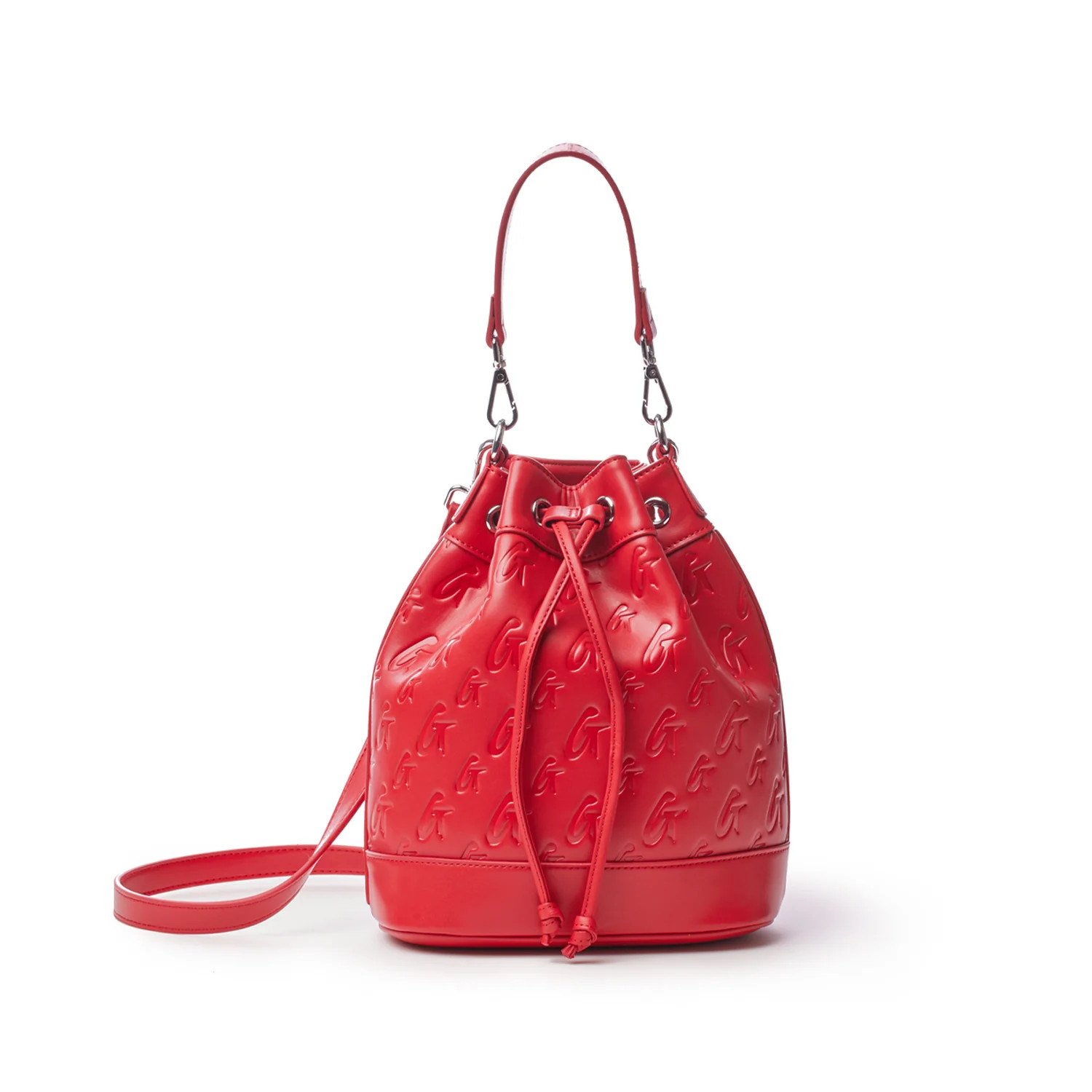 MONOGRAM MEDIUM BUCKET BAG MATTE RED | Glam-Aholic Lifestyle