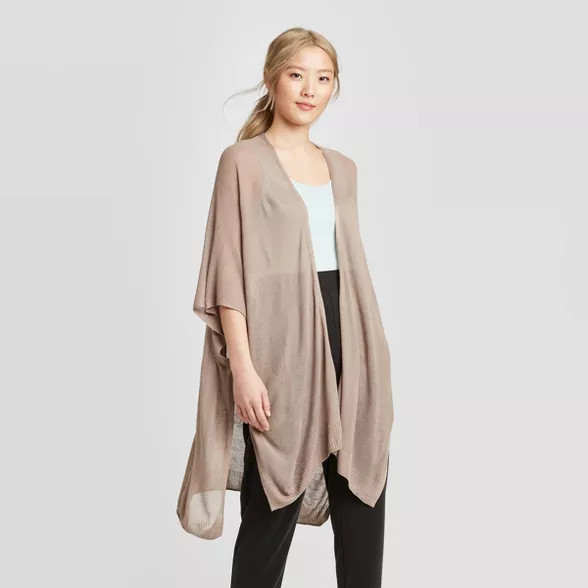 Women's Light Weight Open Knit Ruana - A New Day™ Brown | Target