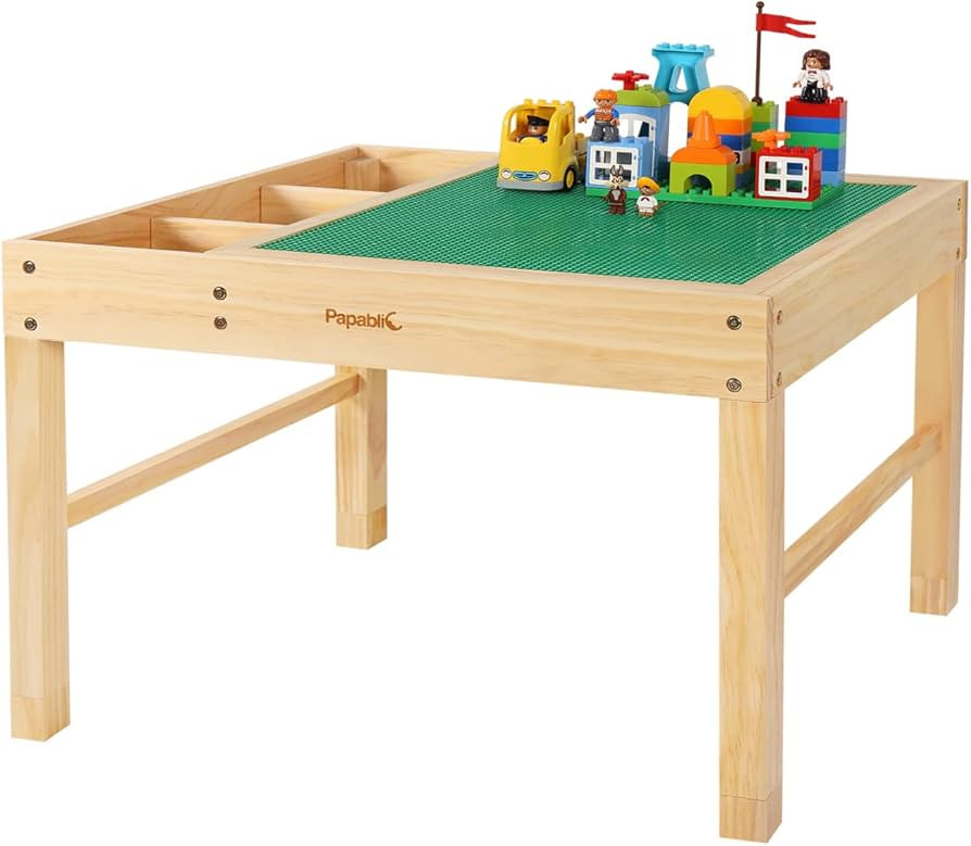 Papablic 2 in 1 Kids Activity Table Compatible with Lego Building Block with Large Storage for Ol... | Amazon (US)