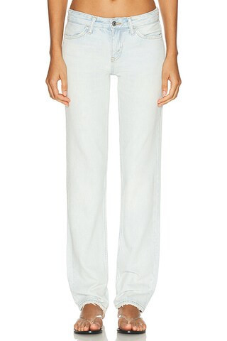 RE/DONE The Snatch Back Straight Jean in Bleach Distress - Blue. Size 29 (also in 25, 26, 27, 28, 30, 31, 32). | FWRD 