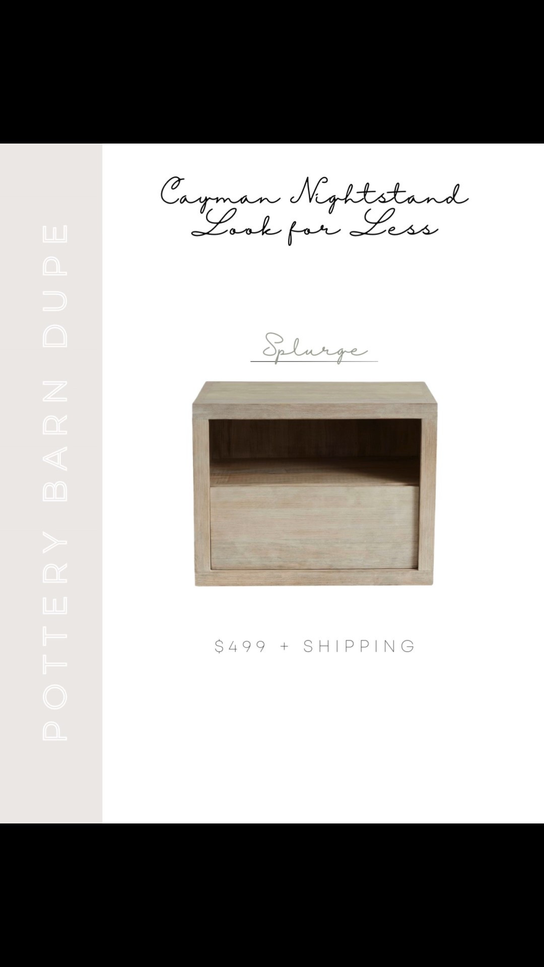 Pottery Barn Cayman nightstand dupe, Pottery Barn dupe! Cayman 27” nightstand, Splurge or save, pottery barn lookalike, pottery barn inspired, pottery barn cayman collection, pottery barn cayman bedroom collection, pottery barn nightstand dupe, pottery barn bedroom lookalike, pottery barn look for less, pottery barn look alike furniture, pottery barn look alike, pottery barn look alike bedroom furniture, pottery barn inspired  bedroom, pottery barn inspired furniture, pottery barn inspired home, cayman nightstand pottery barn, Under $200 nightstand, affordable nightstand, nightstand on a budget



#LTKWatchNow #LTKSaleAlert #LTKHome