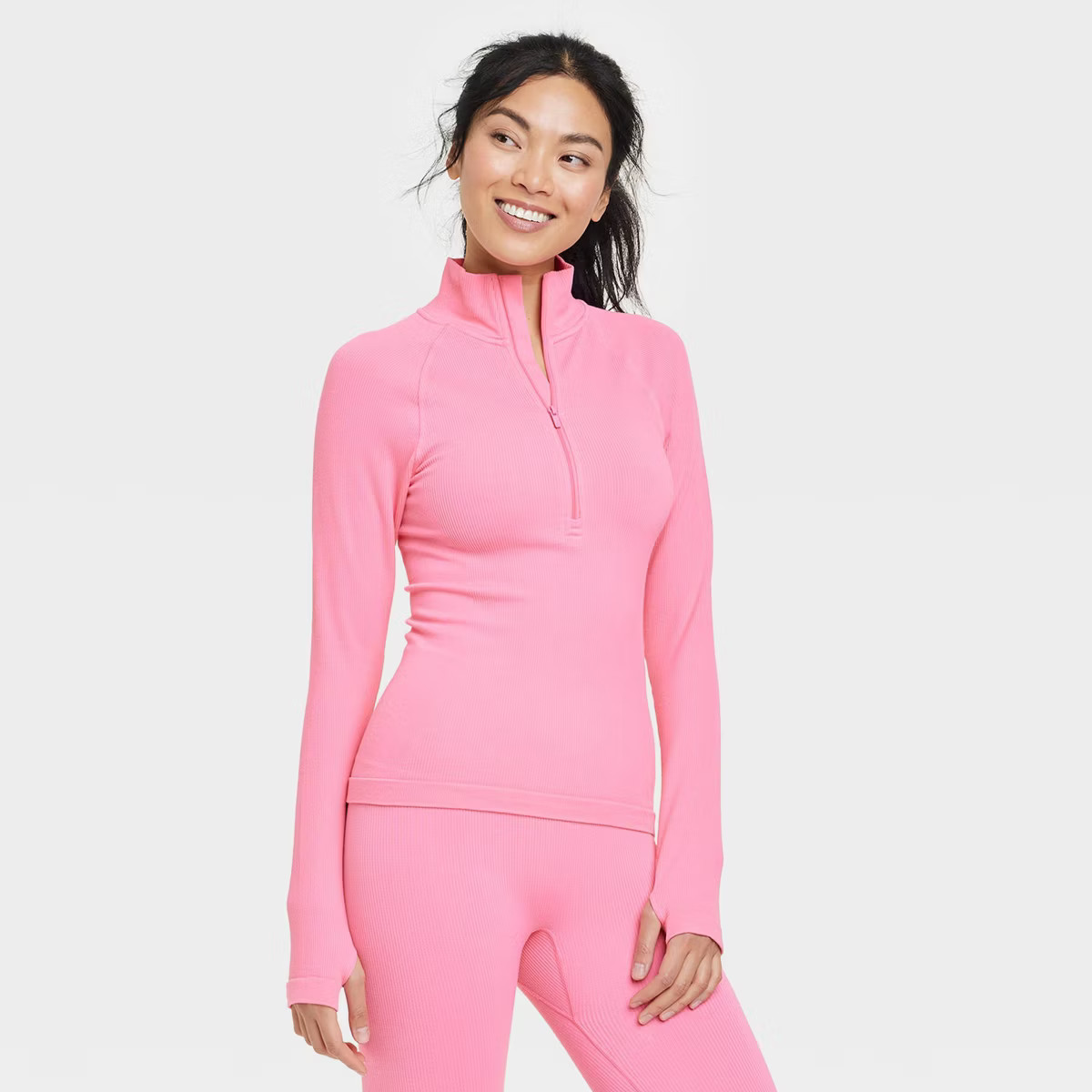Women's Rib Long Sleeve 1/2 Zip Top - All in Motion™ | Target
