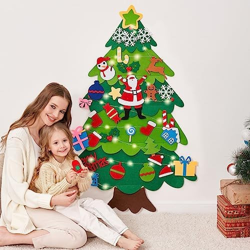 EMPOF Árbol de Navidad de fieltro para pared de niños, árbol de Navidad de fieltro para niños pequeñ | Amazon (US)
