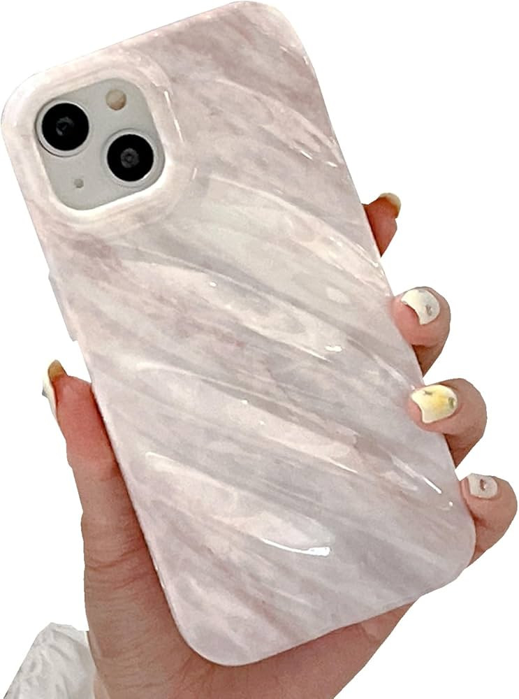 RALEAVO Curly Wave Case for iPhone 13/iPhone 14 Cute Marble Phone Case Water Ripple Pattern Slim ... | Amazon (US)