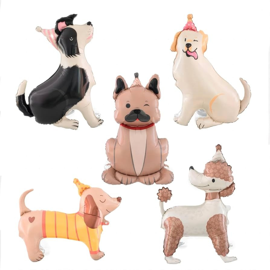 5PCS Dog Balloons Dog Themed Birthday Party Decorations Cute Puppy Foil Mylar Animal Balloons Bab... | Amazon (US)
