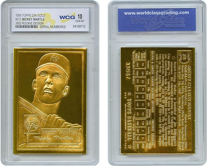 1952 Topps Mickey Mantle 22K Gold Rookie Card Design #311 - Graded GEM Mint 10 | Amazon (US)
