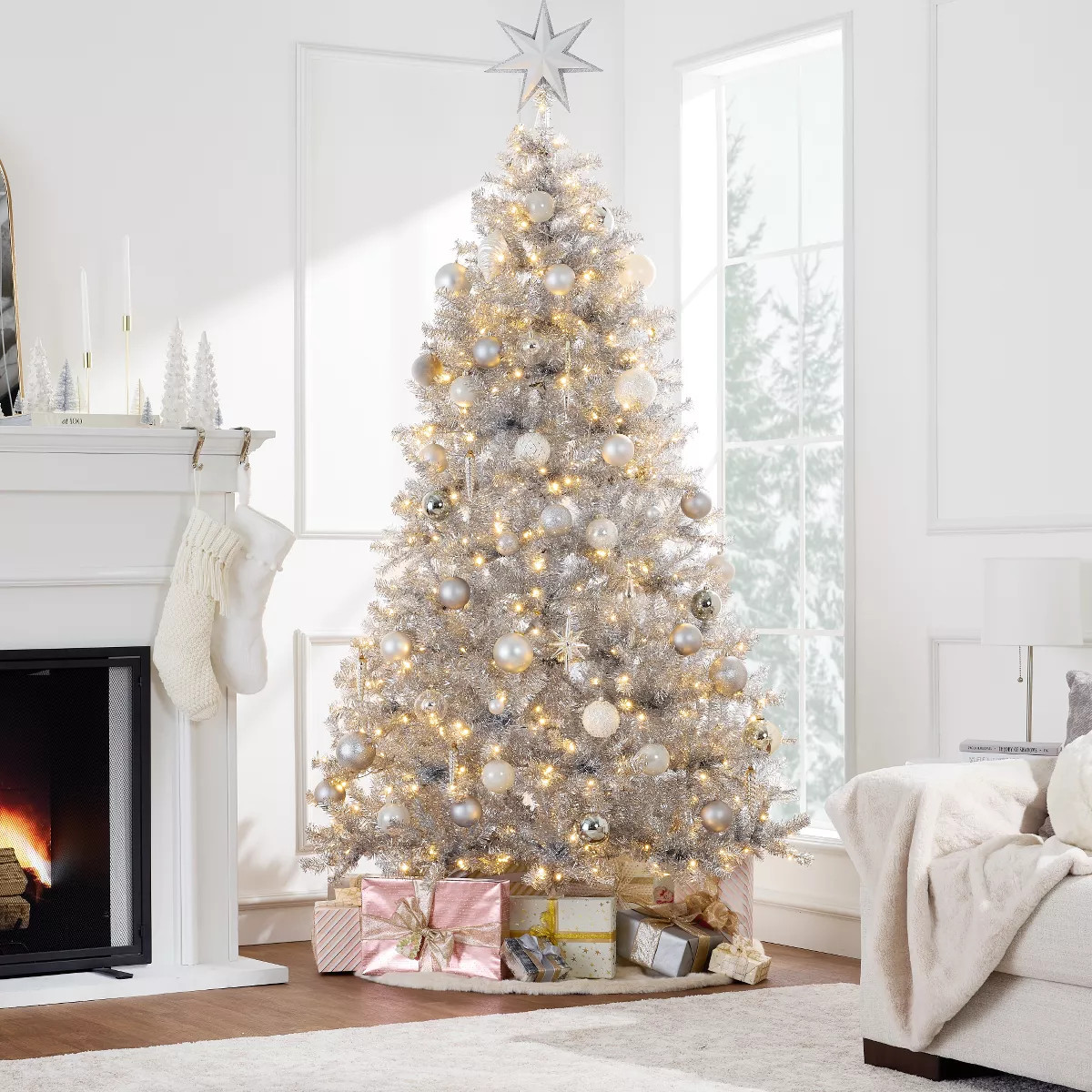 Best Choice Products Prelit Artificial Tinsel Christmas Tree Festive Holiday Decoration w/ Stand ... | Target