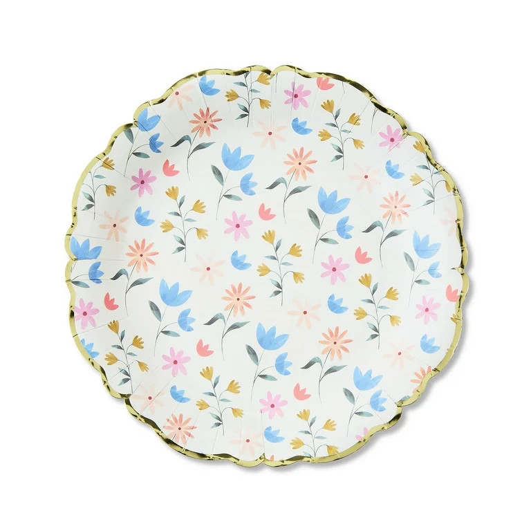 Easter Floral Round Disposable Paper Plates, 9 in, 8 Count, by Way To Celebrate | Walmart (US)