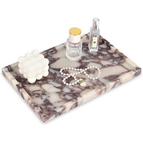 Marble Bathroom Vanity Tray, Calacatta Viola, 12"x 8" x1.2" | Natural Luxury, Home Kitchen Bathro... | Amazon (CA)