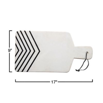 Bloomingville White and Black Chevron Marble Cheese/Cutting Board, White | Ashley Homestore