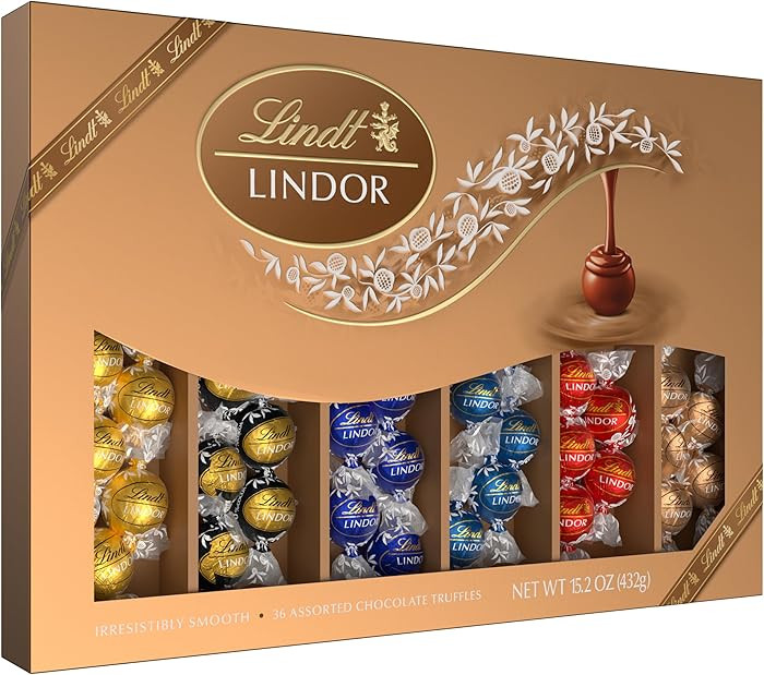 Lindt LINDOR Deluxe Assorted Chocolate Candy Truffles Gift Box, 15.2 oz., Full Size | Amazon (US)