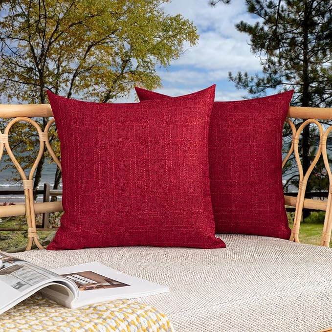 Kevin Textile Pack of 2 Outdoor Waterproof Throw Pillow Covers Decorative Farmhouse Checkered Squ... | Amazon (US)