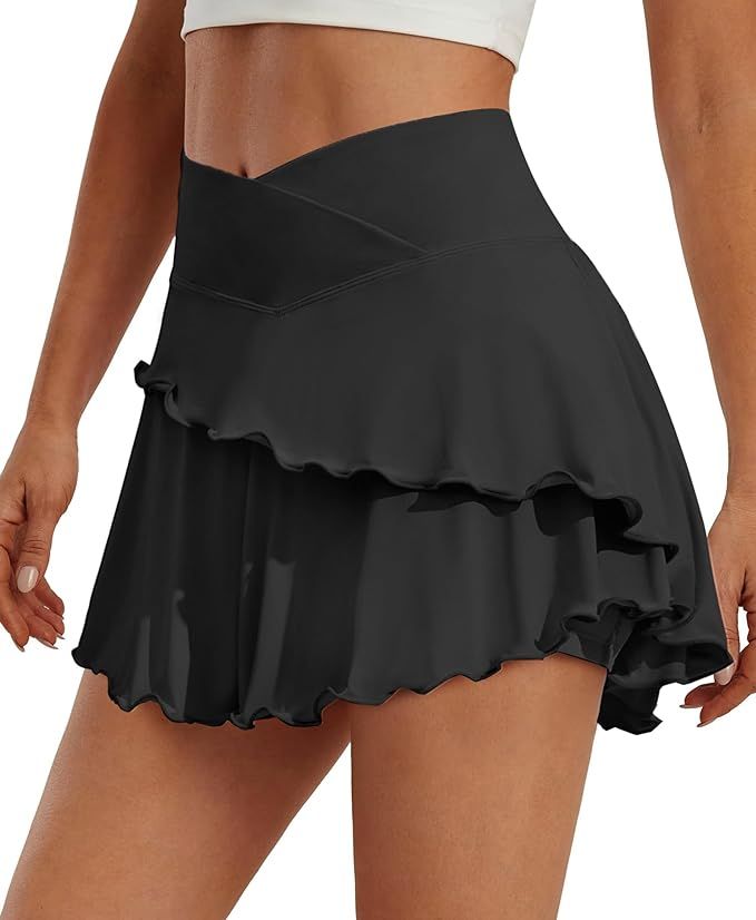 COOrun Womens Tennis Skirt Crossover Golf Skorts Skirts UPF 50+ Lightweight Athletic Skirt with 3... | Amazon (US)
