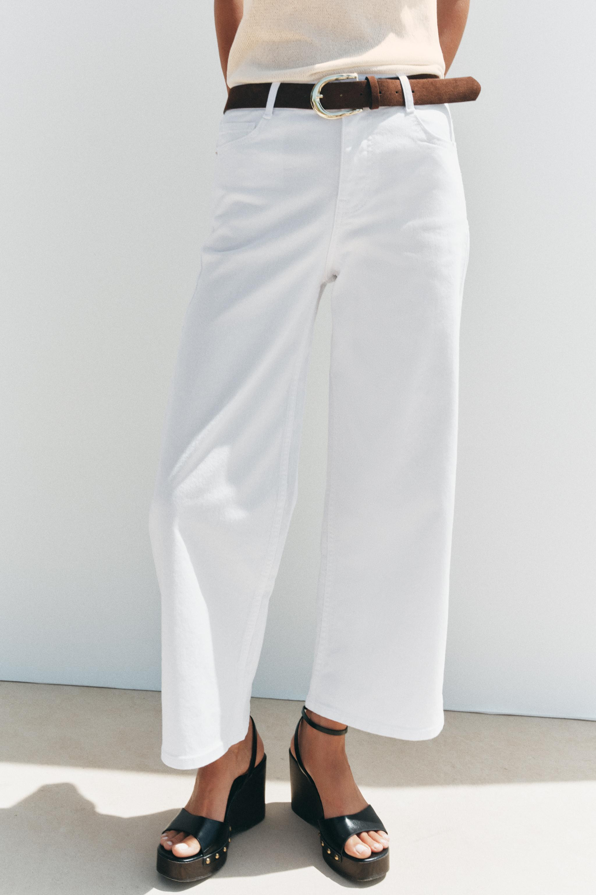 Z1975 HIGH-WAISTED BELTED CULOTTE JEANS | Zara US