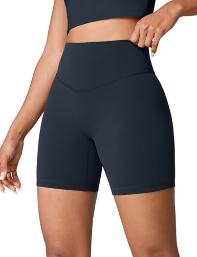 UNISSU Hugcurve No Front Seam High Waisted Workout Biker Shorts for Women 6 Inches Tummy Control Buttery Soft Yoga Pants Gym Twilight Blue X-Large | Amazon (US)