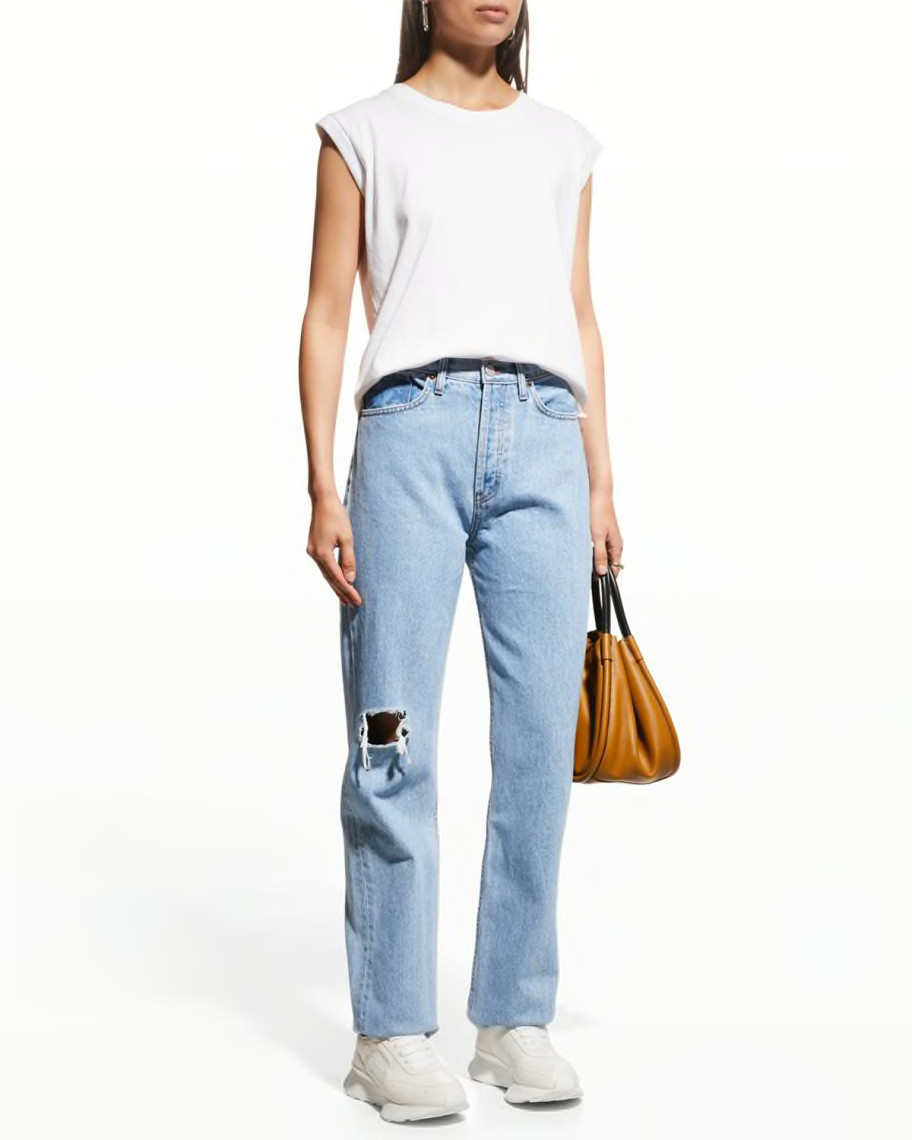 Still Here Worn-In Childhood Distressed Straight-Leg Jeans | Neiman Marcus