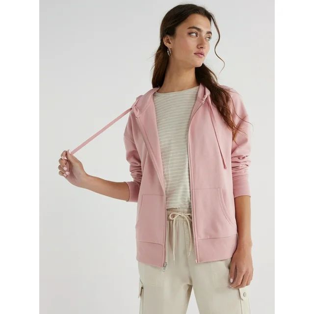 Time and Tru Women's Zip Up Hoodie with Pockets, Sizes XS-XXXL | Walmart (US)