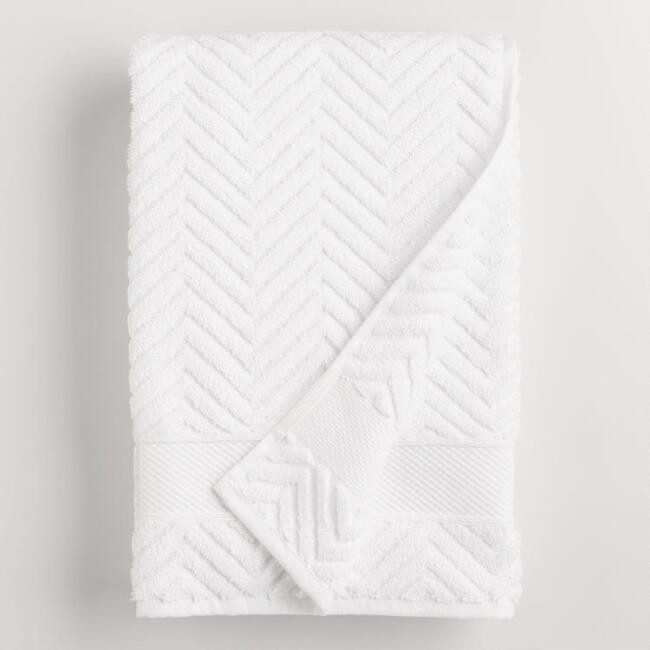 White Chevron Spa Bath Towel | World Market