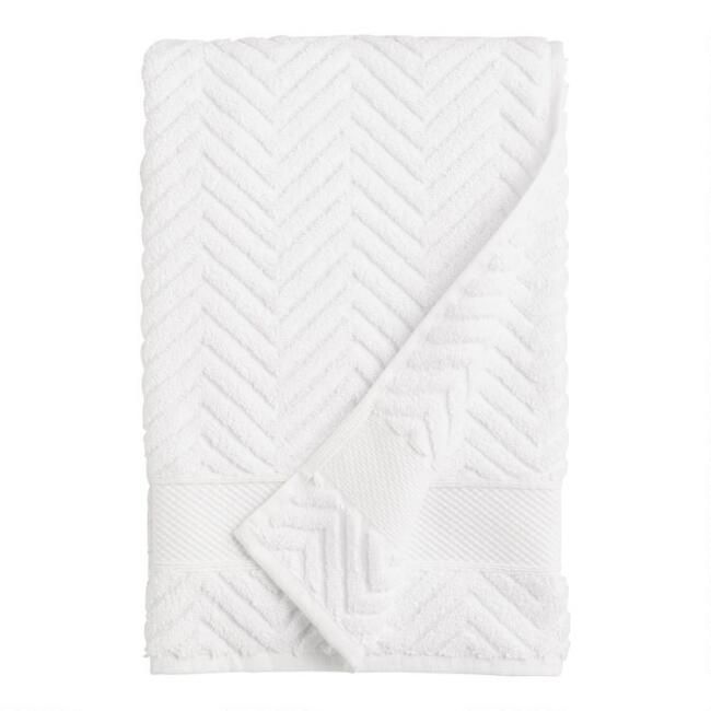 White Chevron Spa Bath Towel | World Market