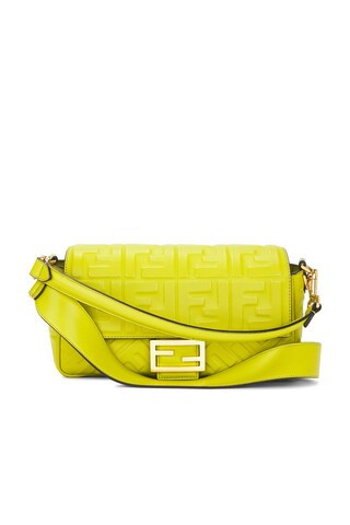 Fendi Embossed FF Baguette Shoulder Bag in Green | FWRD 