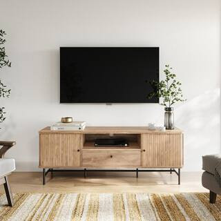 CorLiving Light Brown Wood Hikari TV Stand Fits TV's up to 75 in LFT-410-B - The Home Depot | The Home Depot