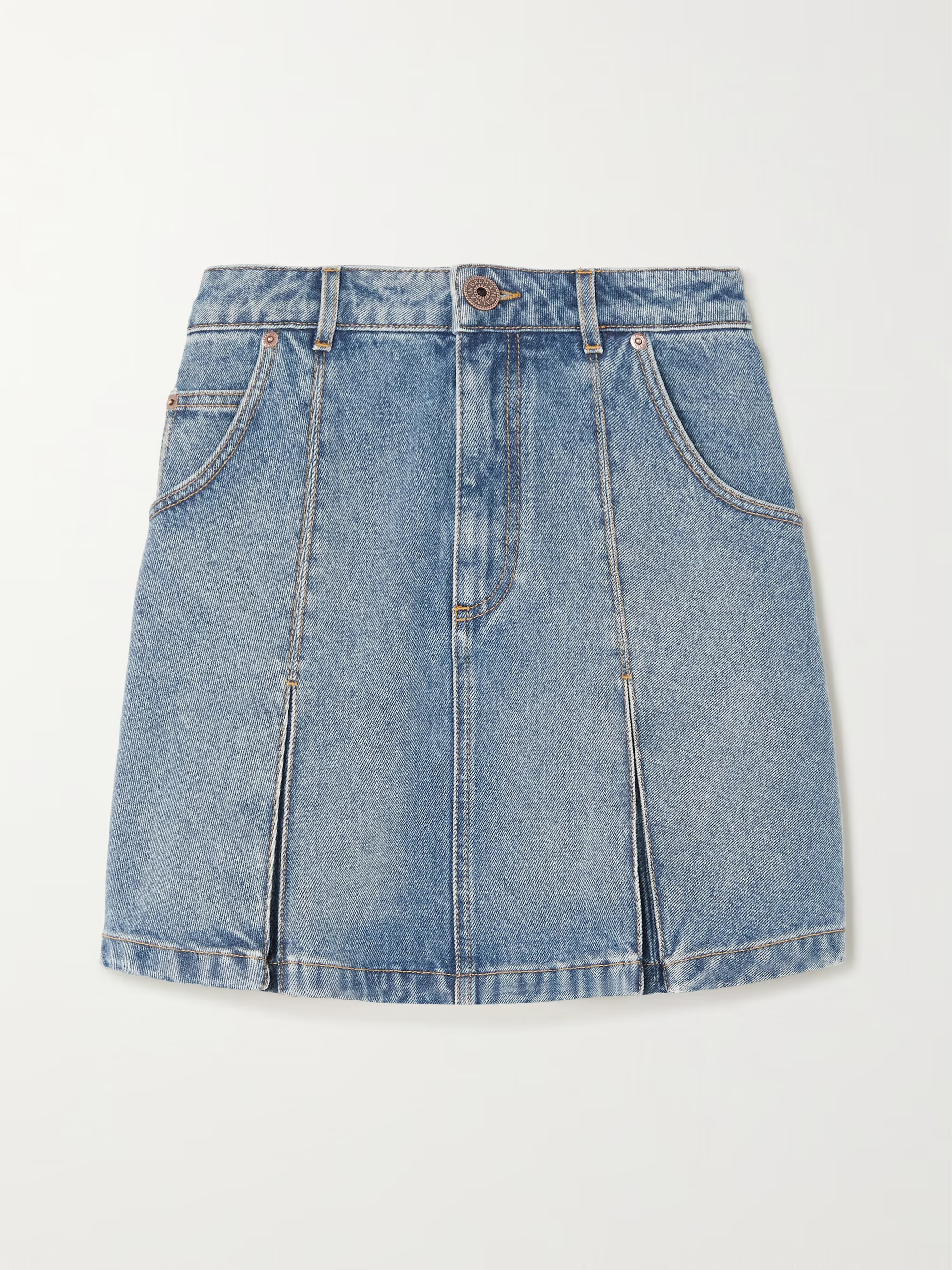 Pleated denim mini skirt | NET-A-PORTER (US)
