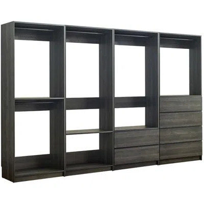 Gray Freestanding Modular Walk in Wood Closet System with Adjustable Layout | Wayfair North America