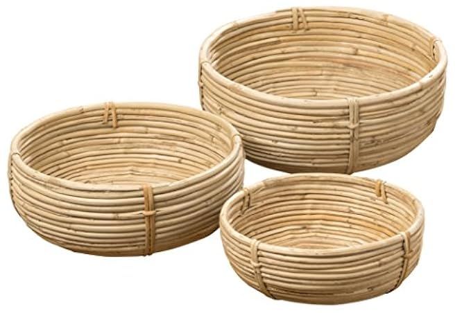 Whole House Worlds Naturally Modern Baskets, Set of 3, Bowl Shaped, Rustic Natural,Woven Palm Cane,  | Amazon (US)