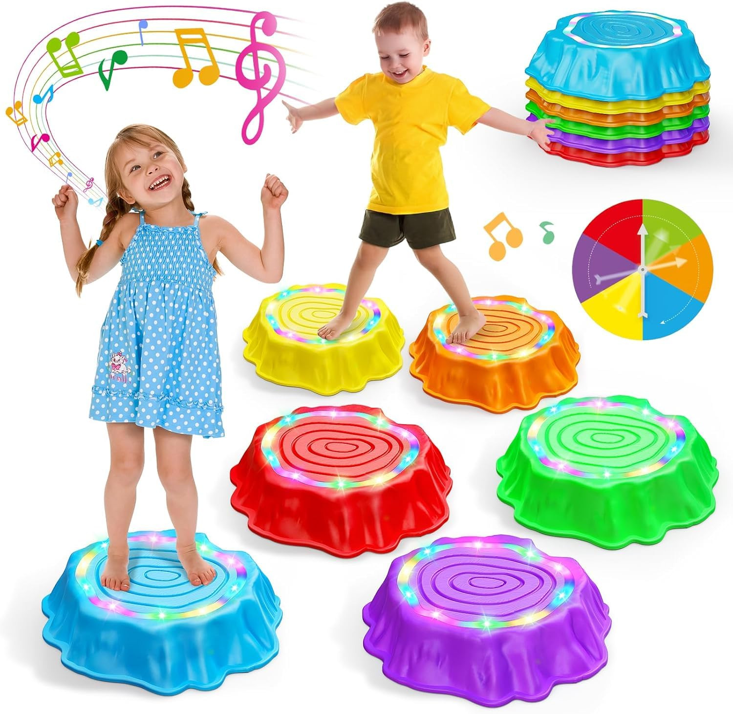 Flooyes Stepping Stones for Kids, 6pcs Light up & Music Non-Slip Stepping Stones, Sensory Toy for... | Amazon (US)