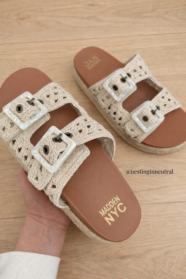 YOU NEED THEM! 😍 My FAVORITE sandals I've purchased so far this season and they're finally back in stock and ON S@LE! So dang pretty and comfortable too! That buckle though... love! 

Sandals, cream, slides, buckle 

#LTKSeasonal #LTKSaleAlert #LTKTravel