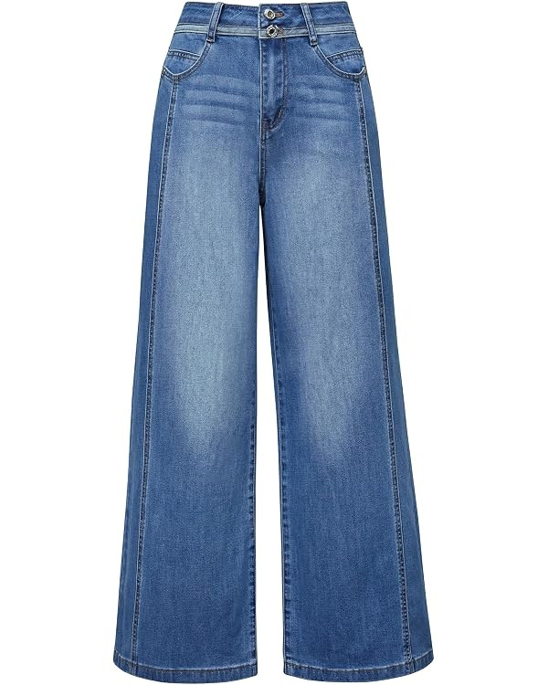 Arach&Cloz Women's Cotton Contrast Waistband Wide Leg Stretchy Denim Jeans 2026 | Amazon (CA)