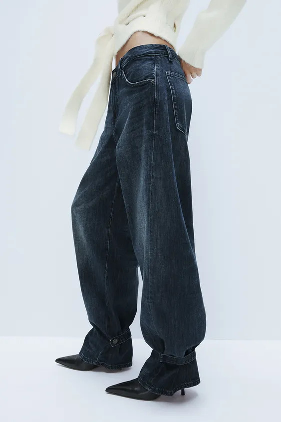 TRF MID-WAIST BALLOON JEANS WITH LOOPS | Zara AU