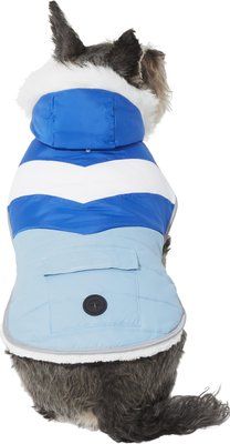 Frisco Chevron Insulated Dog & Cat Parka with Pocket, Blue | Chewy.com